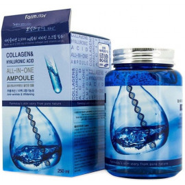 Многофункциональная ампульная сыворотка FarmStay Collagen Hyaluronic Acid All-In-One Ampoule с гиалуроновой кислотой и коллагено
