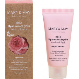 Маска для лица глиняная Mary & May Rose Hyaluronic Hydra Glow Wash Off Pack 30 гр