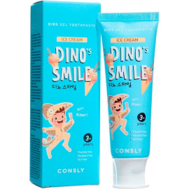 Детская гелевая зубная паста Consly DINO's SMILE c ксилитом и вкусом пломбира Xylitol and Ice Cream 60 гр