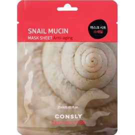 Маска тканевая для лица Consly с муцином улитки Snail Mucilom 25мл