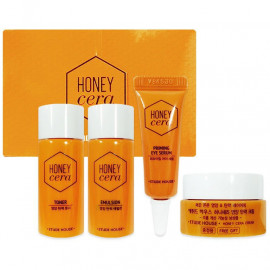Медовый мини набор Etude House Honey Cera Skin Care (тонер, эмульсия, сыворотка, крем)