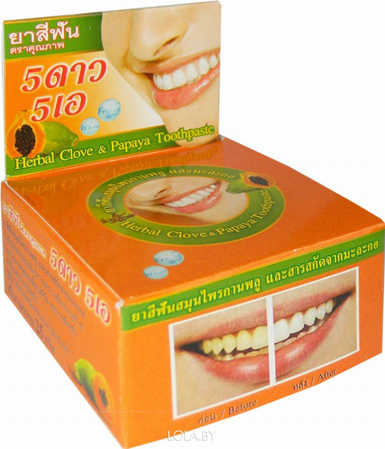 Круглая зубная паста 5 STAR с экстрактом папайи 25 гр
