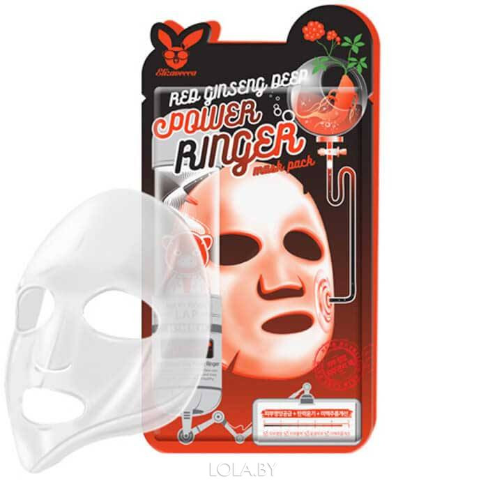 Тканевая маска для лица Elizavecca с Красным Женьшенем RED gInseng DEEP PQWER Ringer mask pack