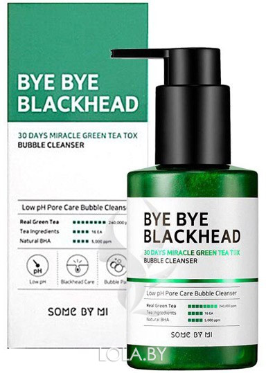 Пенка-маска SOME BY MI кислородная BYE BLACKHEAD 30 DAYS MIRACLE GREEN TEA TOX BUBBLE CLEAN 120 гр