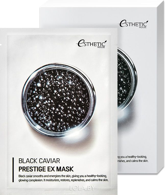 Тканевая маска для лица Esthetic House ЧЕРНАЯ  ИКРА BLACK CAVIAR PRESTIGE EX MASK