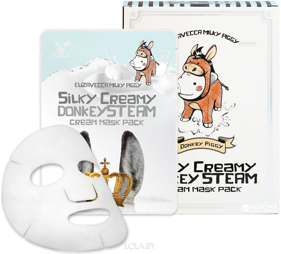 Тканевая маска Elizavecca с паровым кремом ОСЛИНОЕ МОЛОКО Silky Creamy donkey Steam Cream