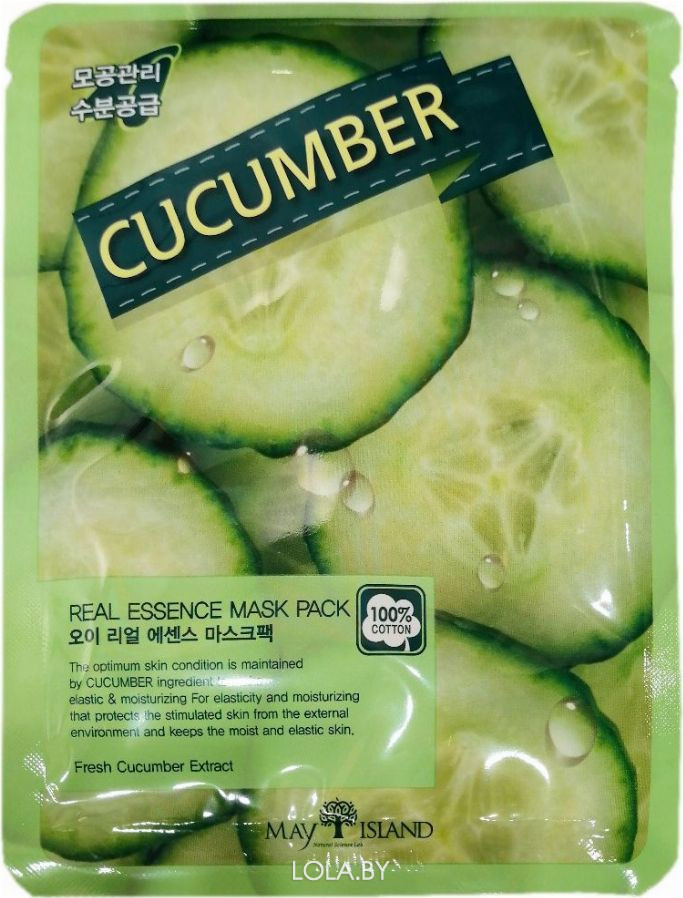 Маска для лица тканевая MAYISLAND Real Essence Cucumber Mask Pack