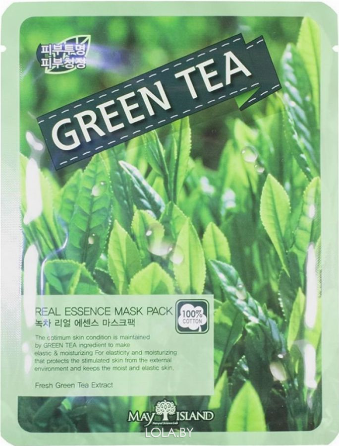 Маска для лица тканевая MAYISLAND Real Essence Green Tea Mask Pack