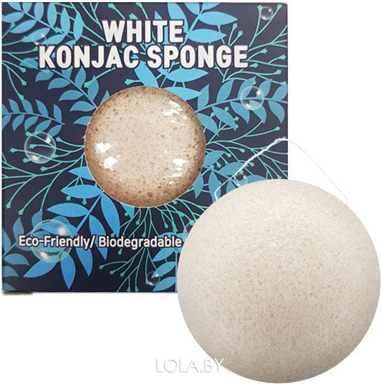 Спонж конняку Trimay White Konjac Sponge белый в коробочке 1 шт
