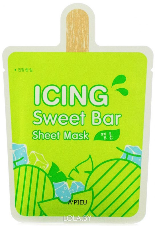 СРОК ГОДНОСТИ 28.04.2024 Тканевая маска APIEU с экстрактом дыни Icing Sweet Bar Sheet Mask Melon