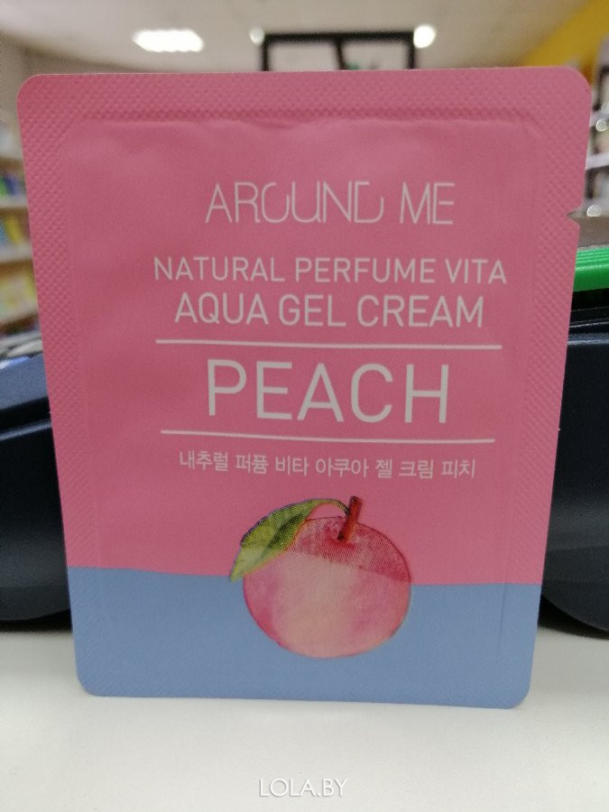 ПРОБНИК Крем Welcos Around me Natural Perfume Vita Aqua Gel Cream Peach 1 мл