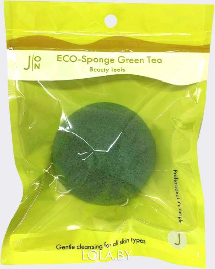 Спонж конняку J:ON ЗЕЛЕНЫЙ ЧАЙ ECO-Sponge Green Tea