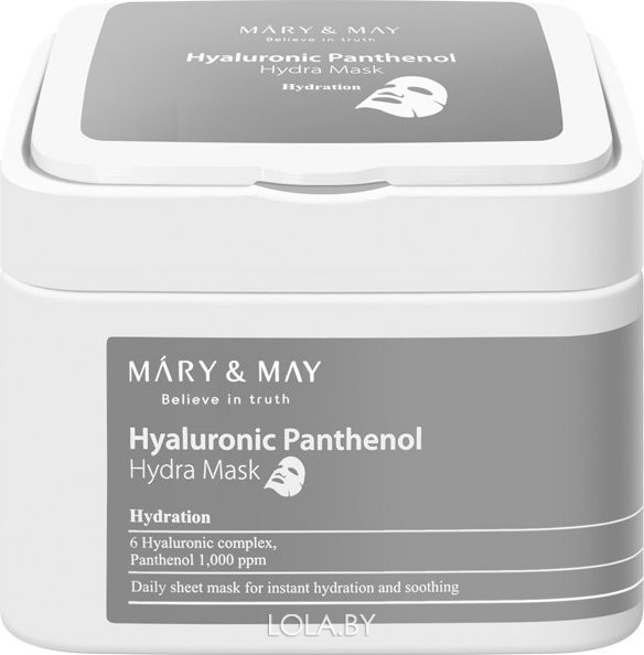 Набор тканевых масок c пантенолом Mary & May Hyaluronic Panthenol Hydra Mask 30 шт