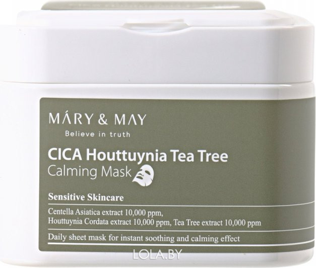 Набор тканевых масок успокаивающих Mary & May Cica Houttuynia Tea Tree Calming Mask 30 шт