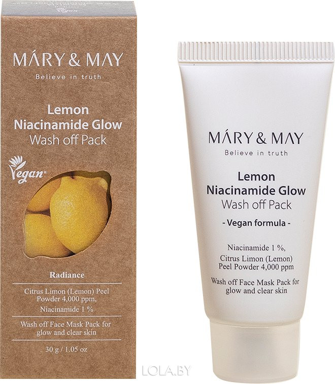 Маска для лица глиняная c ниацинамидом Mary&May Lemon Niacinamide Glow Wash Off Pack 30 гр