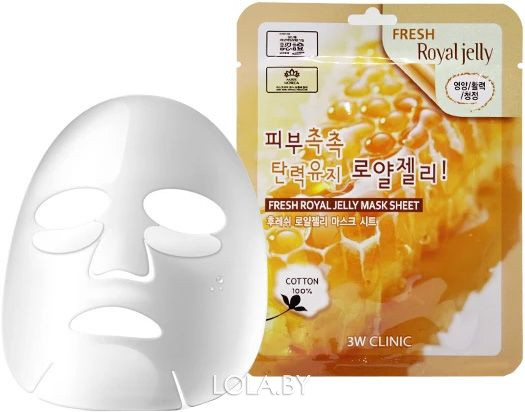 Тканевая маска для лица МАТОЧНОЕ МОЛОЧКО 3W CLINIC Fresh Royal Jelly Mask Sheet