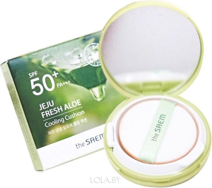 Кушон охлаждающий The Saem солнцезащитный Jeju Fresh Aloe Cooling Cushion Natural Baige SPF 50+PA+++  12гр