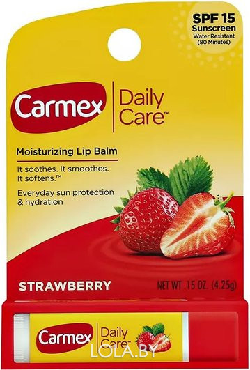 Бальзам для губ Carmex клубника SPF 15 в стике strawberry 4,25 гр